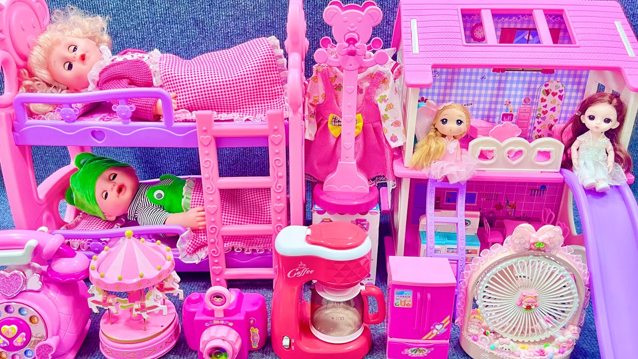 13 Minutes Satisfying with Unboxing Pink Barbie House & Bedroom Play Set Review Toys | ASMR