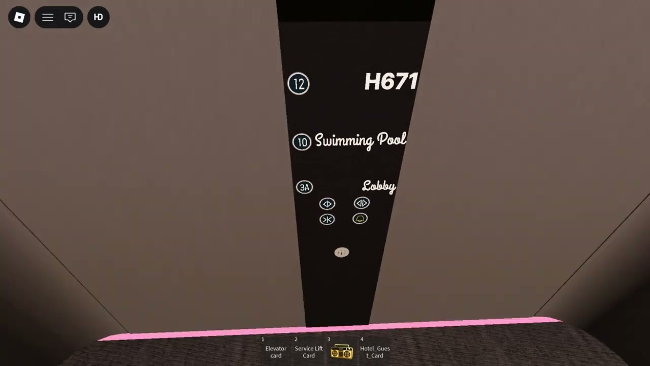 Taking the Kone elevator at Headquarter Hotel Lobby of H671 Headquarters on Roblox