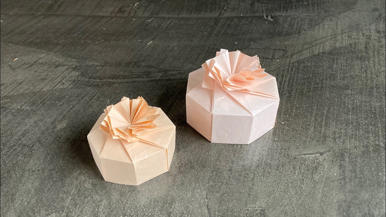 折り紙 花 箱  Origami Flower Box