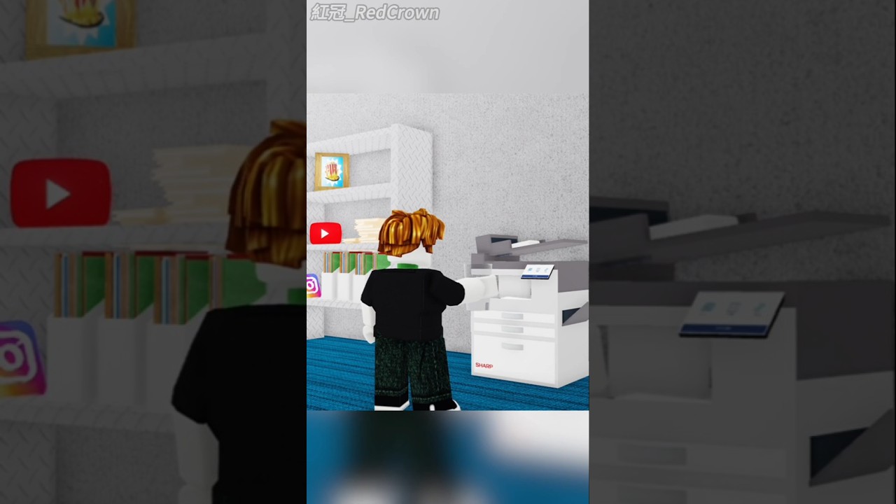 把水到在影印機的後果      #roblox #紅冠  #redcrown  #shorts