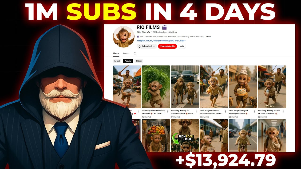 How to create Viral cute monkey Shorts videos with 100% FREE tool!