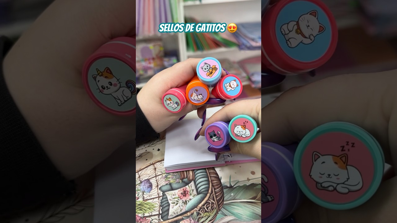Probando los nuevos sellos de gatitos! Son 6 sellos divertidos para decorar #sellos #gatitos