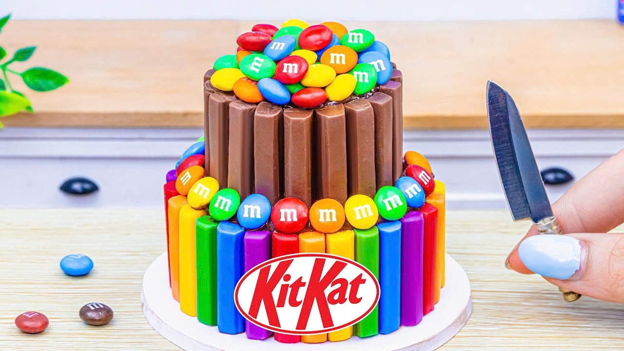 Mini Rainbow Cake Recipe With Chocolate KITKAT 🌈 Satisfying Mini Rainbow Cake Decorating and DIY