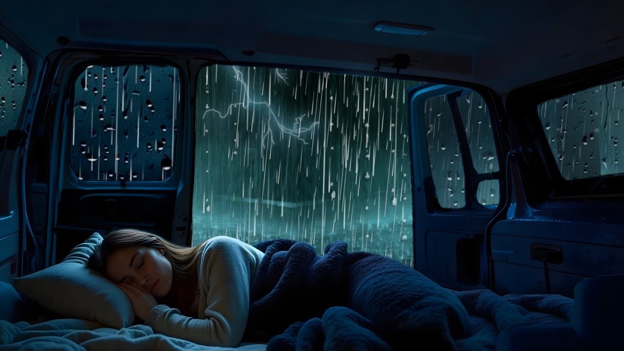 Cozy Rain Car 🚘 Rain Sounds in Car with Thunder - Heavy Rain Sounds for Sleeping at Night