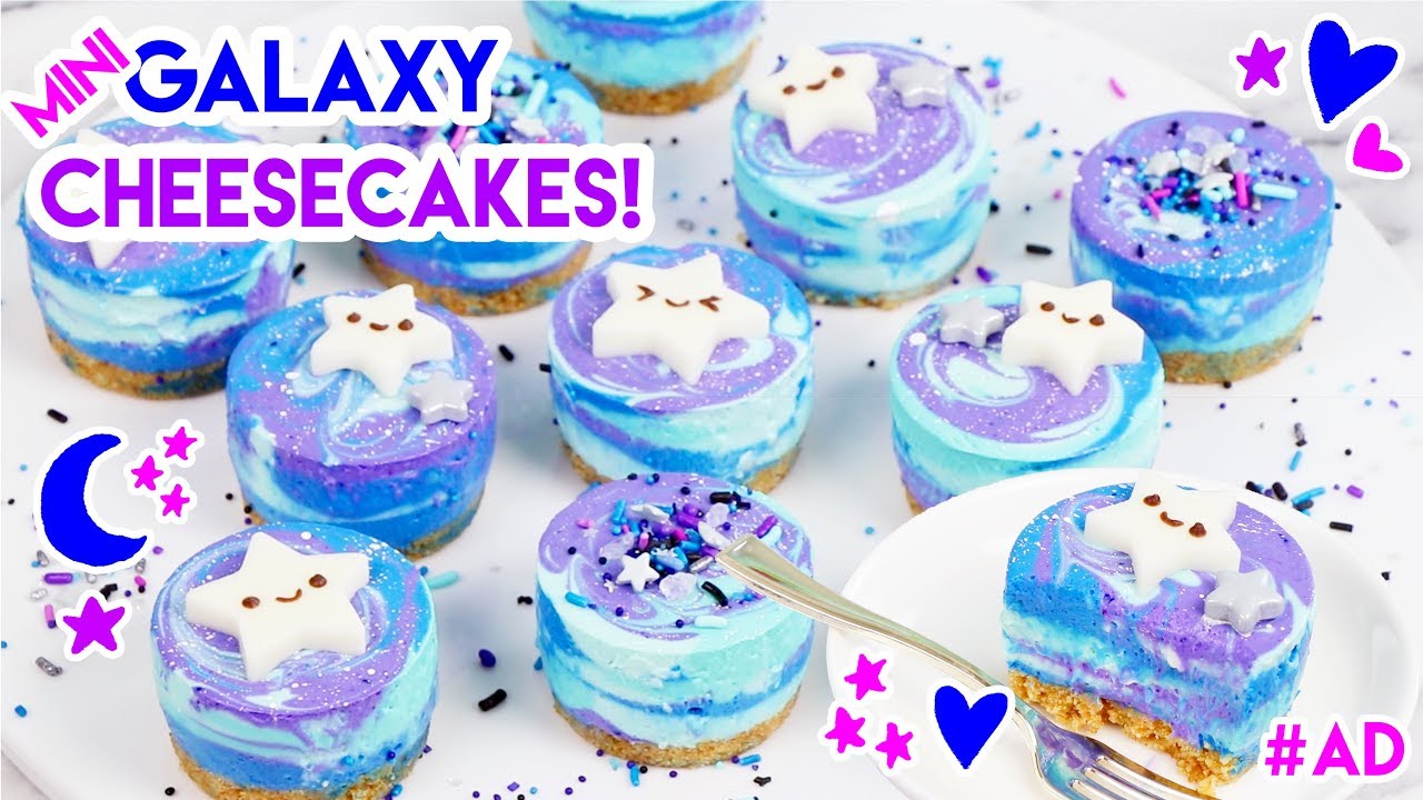 How to Make Mini No Bake Galaxy Cheesecakes!