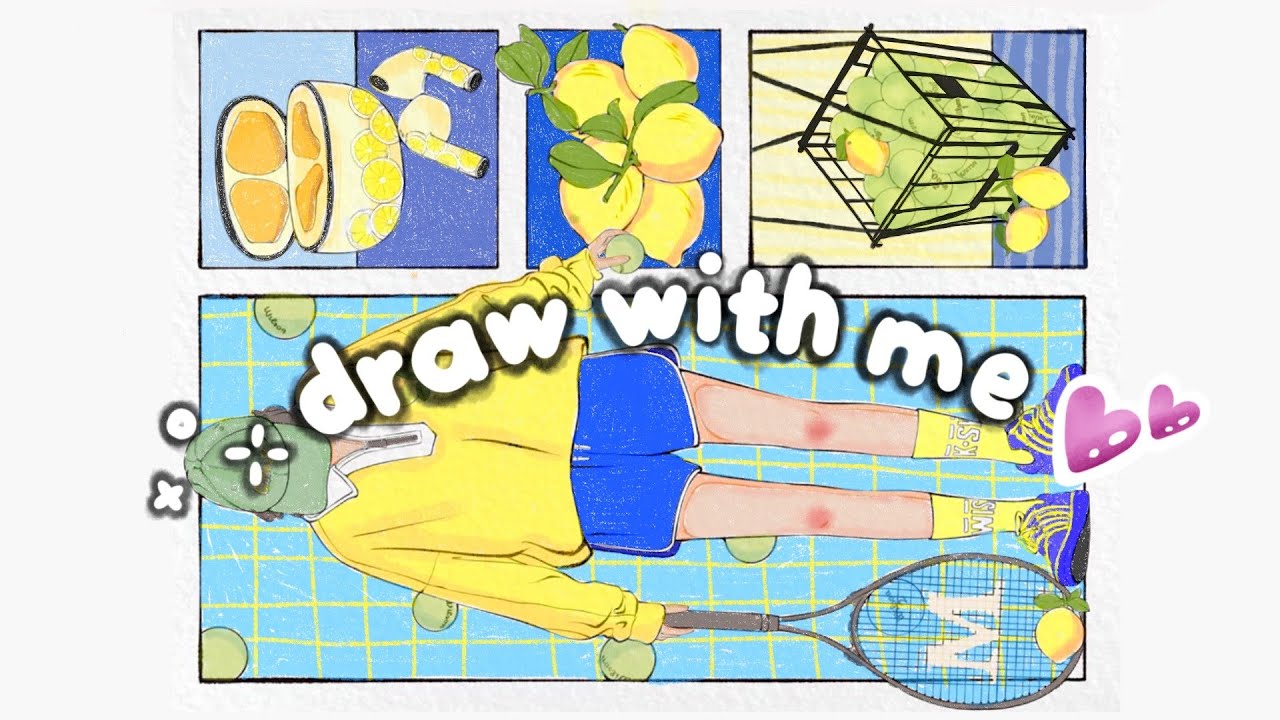 Color With Me 🍋 | Aesthetic Lemon Sketch & Digital Coloring on Textured Paper | Relaxing Art Vibes
