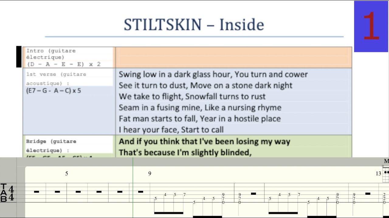 Stiltskin - Inside - Guitar Backing Track with scrolling tabs and vocals