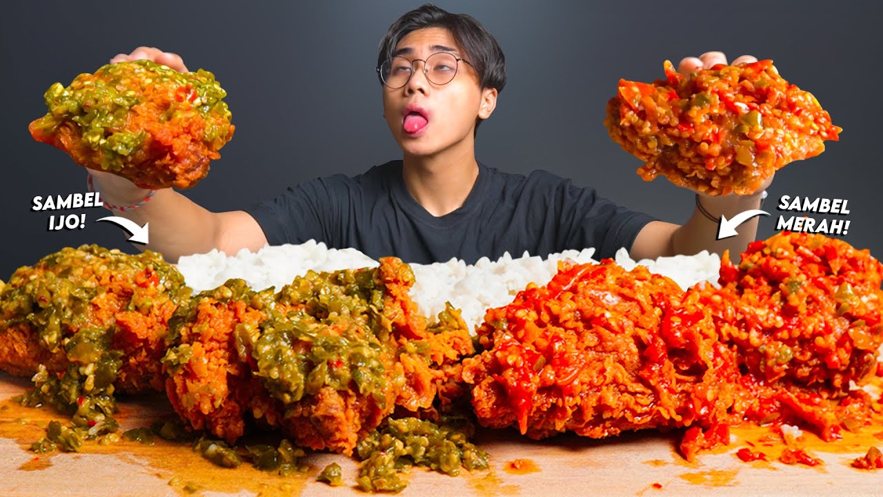 SUMPAH NAGIH!! MUKBANG AYAM GEPREK SAMBEL RAWIT MERAH DAN IJO!! PEDESNYA NGACO!!🥵