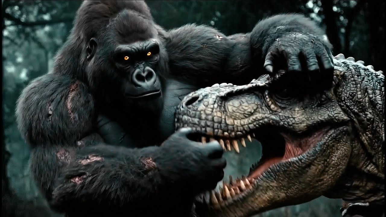 Epic Giant Ape vs T-Rex Battle – Korgon vs Vulkar | Cinematic Monster Fight on Lost Primal Island