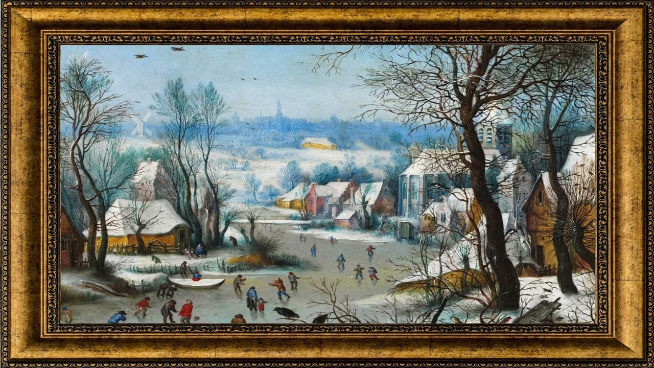 2 Hours Serene Vintage Winter Landscape – Peaceful   Ambient Framed TV Art Screensaver #screensaver