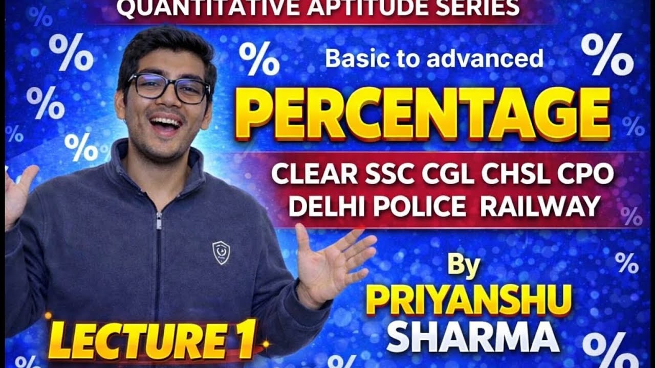 Quantitative Aptitude Series: PERCENTAGE for SSC | Part 1 (Basics) | SSC CGL/CHSL/MTS/GD/CPO/RRB