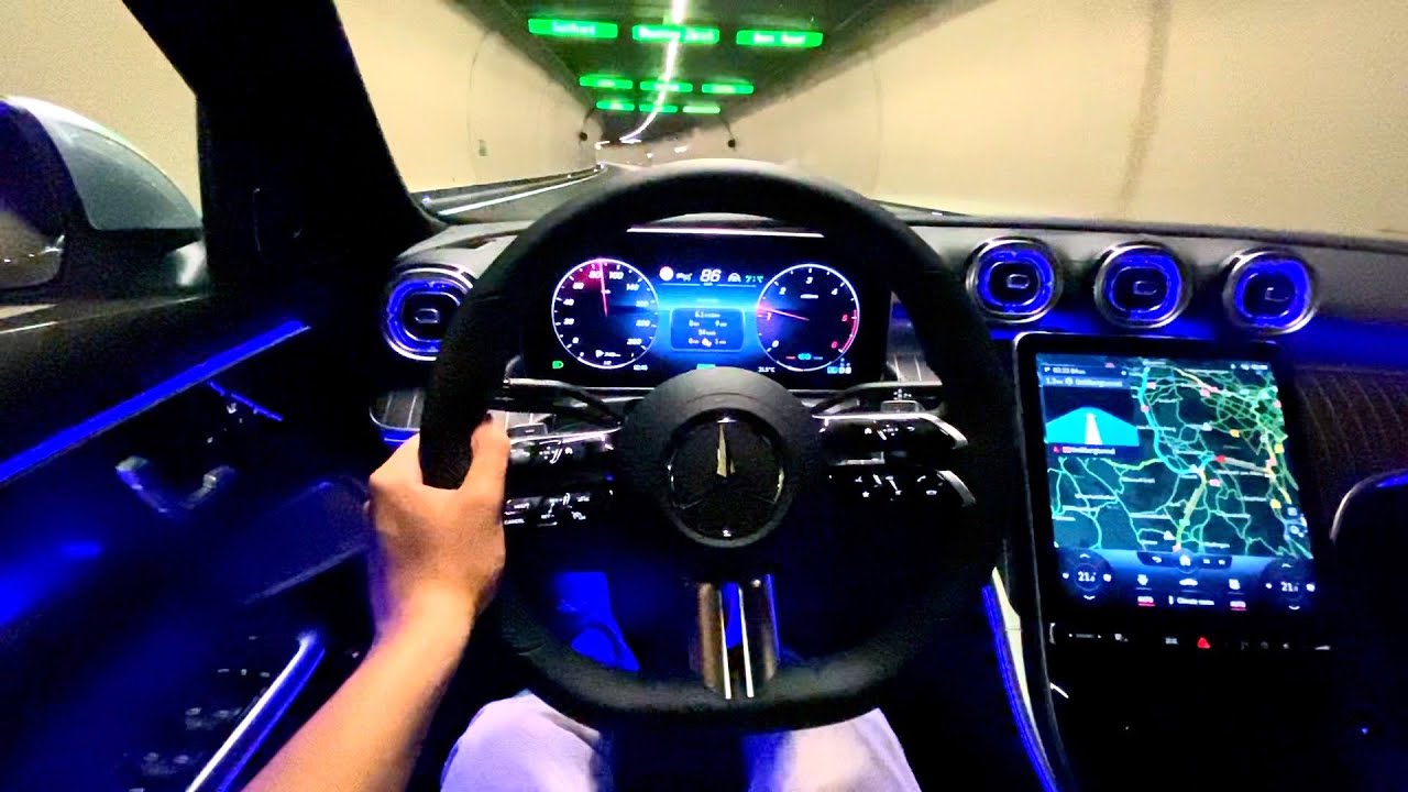 Mercedes C-класса AMG 2022 года | НОЧНОЙ ДРАЙВ C220d ПОЛНЫЙ ОБЗОР Интерьер Экстерьер