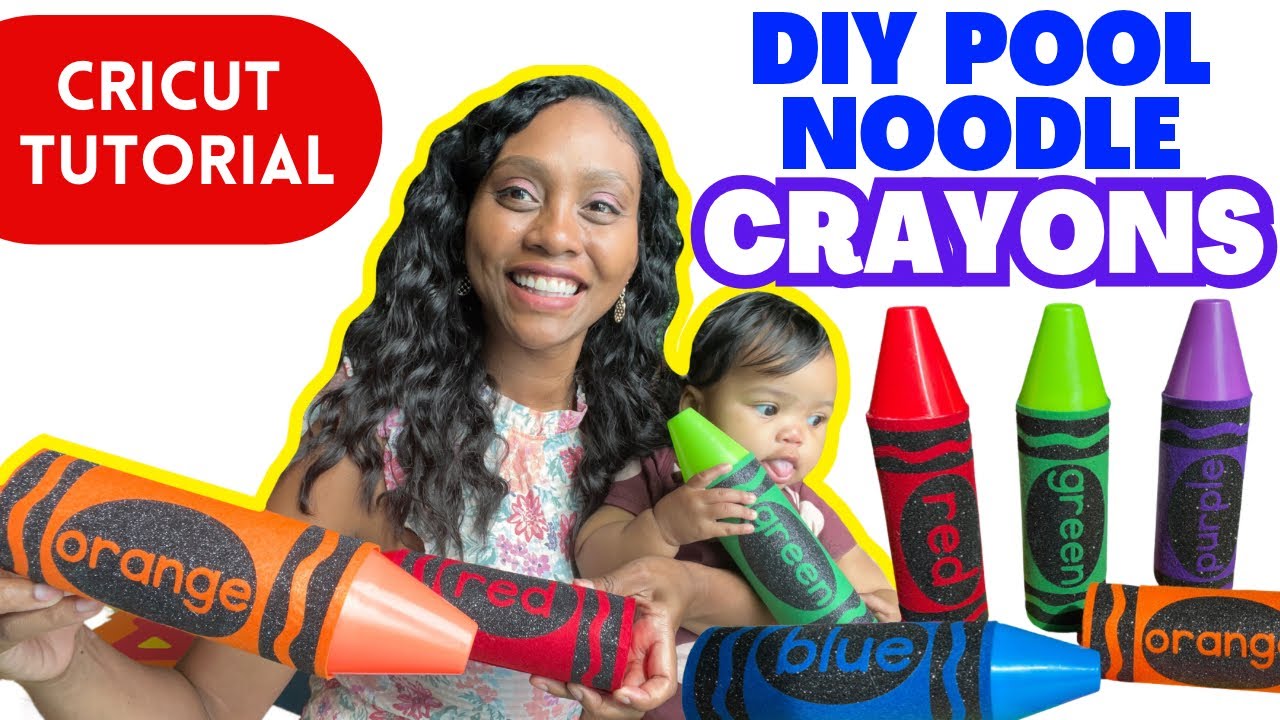 How to make Crayon Props with Pool Noodles - Cricut Tutorial for beginners using felt and HTV
