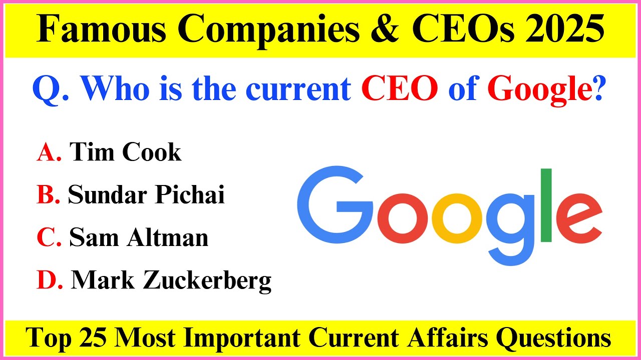 Famous Companies CEO 2025 | CEO Of Famous Companies 2025 | Current Affairs 2025 in English | SSC CGL
