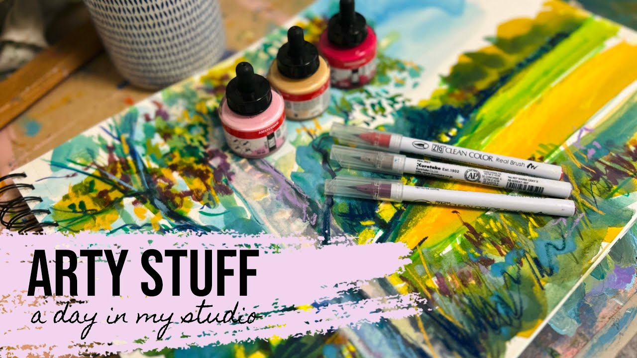 Studio Vlog | Sketchbook Flip, TEMU Brush Pen Test & Painting Progress