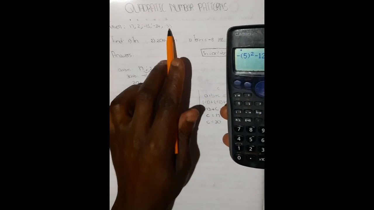 Grade 12| Quadratic Number Patterns|part 2