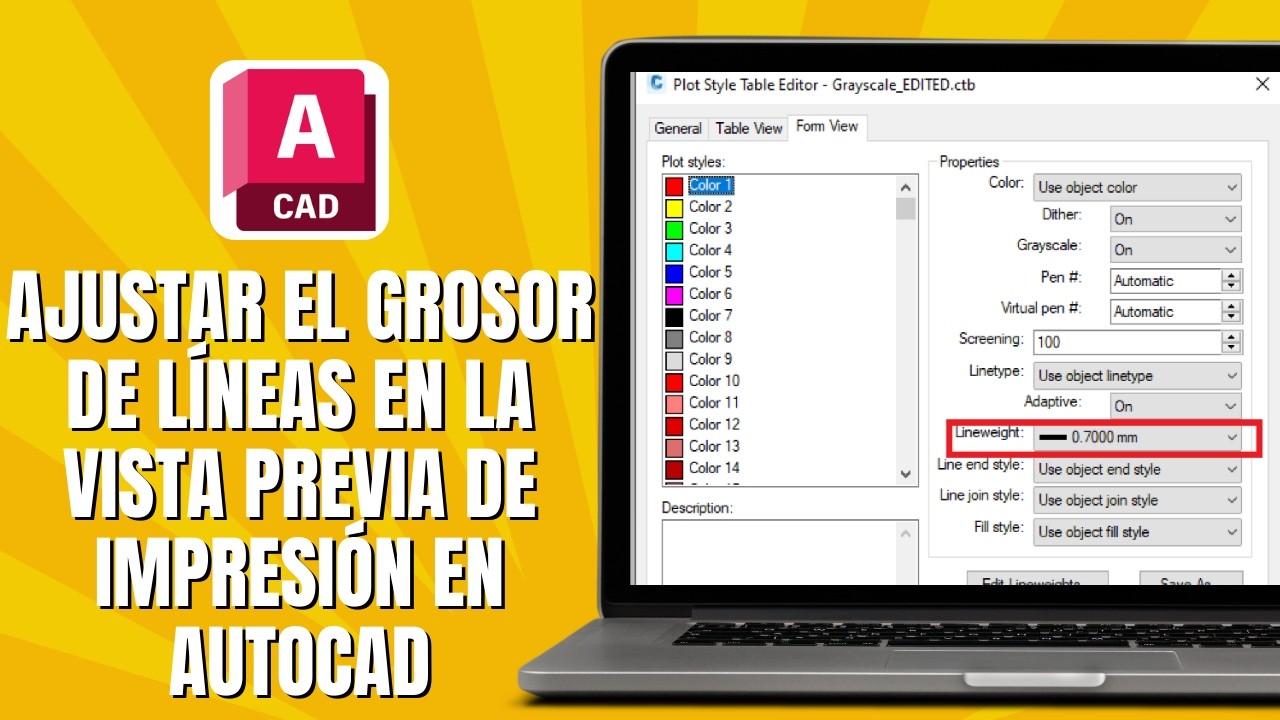 Cómo AJUSTAR El Grosor De Líneas En La Vista Previa De Impresión En AUTOCAD