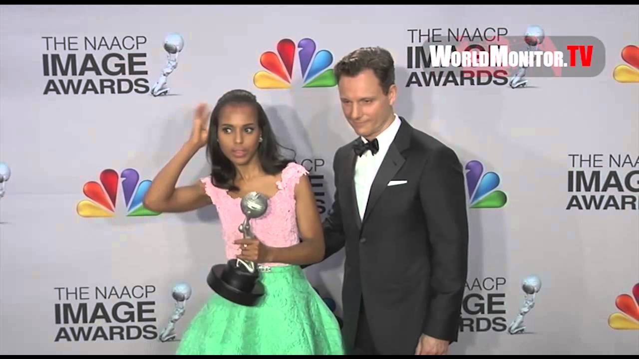 Kerry Washington and Tony Goldwyn backstage at The 44th NAACP Image Awards