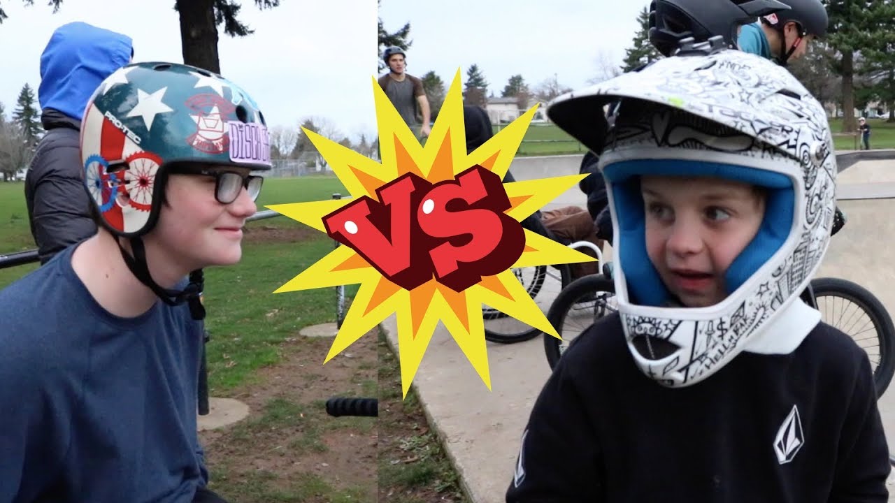 GAME OF BIKE! 7 Yr Old Caiden VS 15 yr Old and friends!