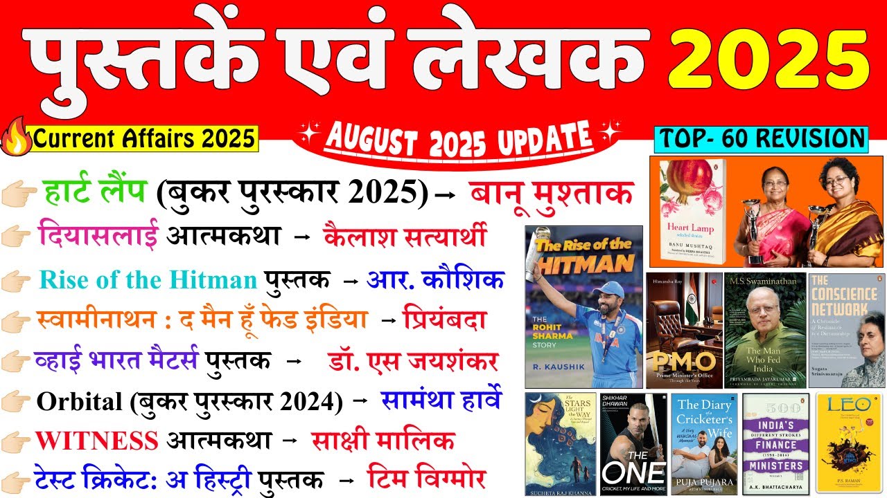 Books and Authors 2025 Current Affairs | पुस्तकें और लेखक 2025 | Pustake aur Lekhak 2025 SSC RRB