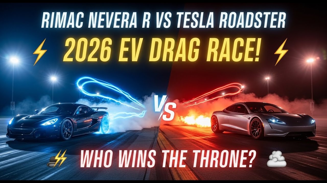 Rimac Nevera R против Tesla Roadster 2026 — дрэг-рейсинг электромобилей!