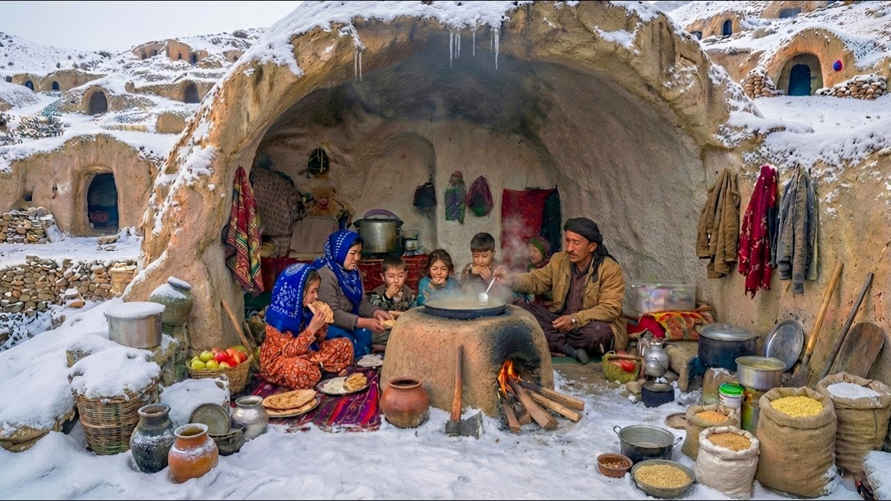 Winter Cave Survival in Afghanistan - How a Family Survives Winter Under Snow and Ice 🧊❄️🥶