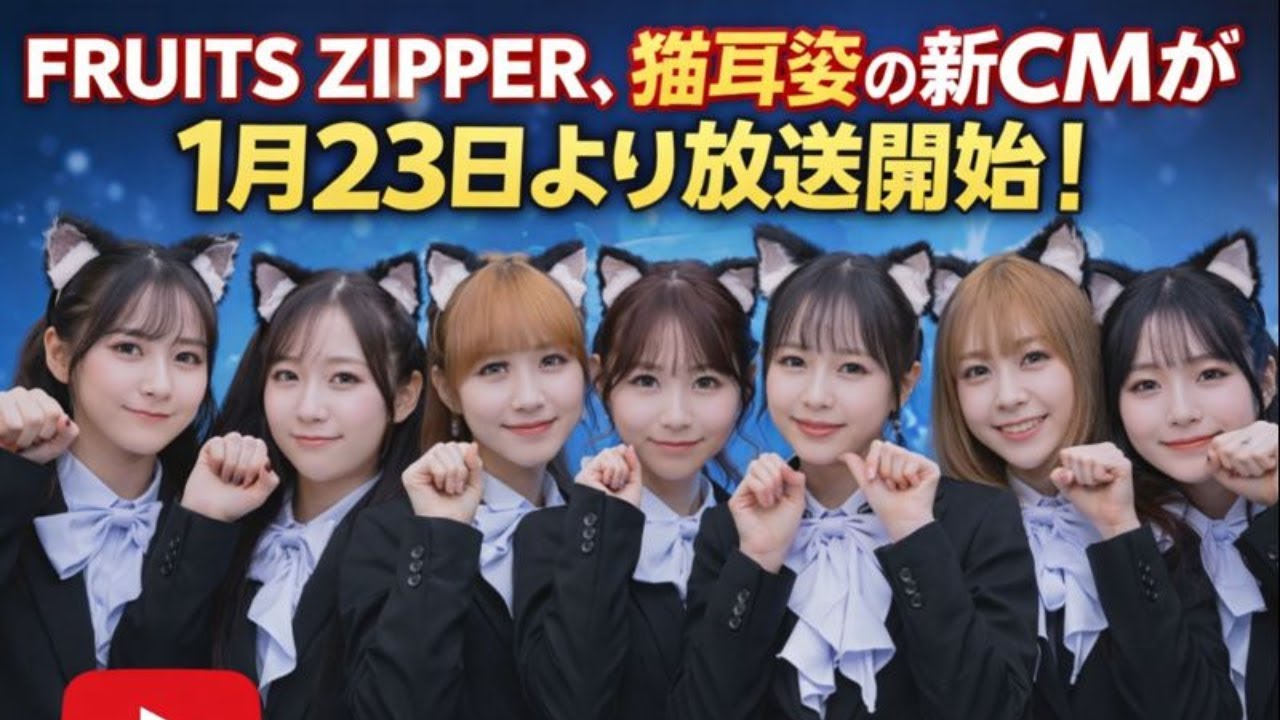 FRUITS ZIPPER 猫耳に変身！新CMが1月23日放送開始でファン歓喜Hashtags: #FRUITSZIPPER #新CM #猫耳