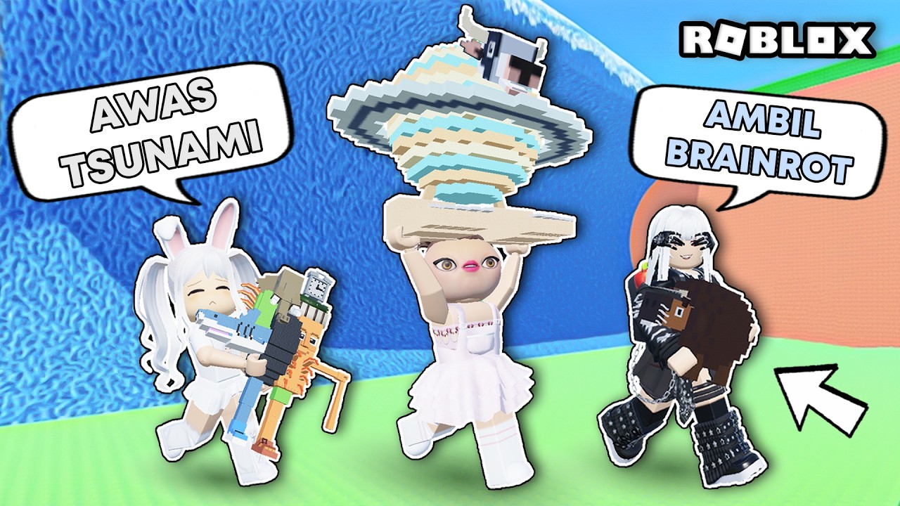 Kita Bertiga Menyelamatkan Anomali Brainrot dari Tsunami?!! [Roblox Indonesia]