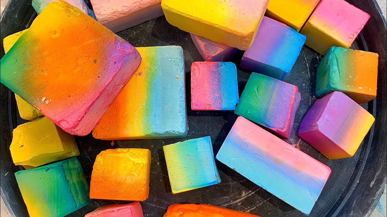 ASMR | Dyed chalk blocks | satisfying | crunchy | colourful | powdery | relaxing | calming