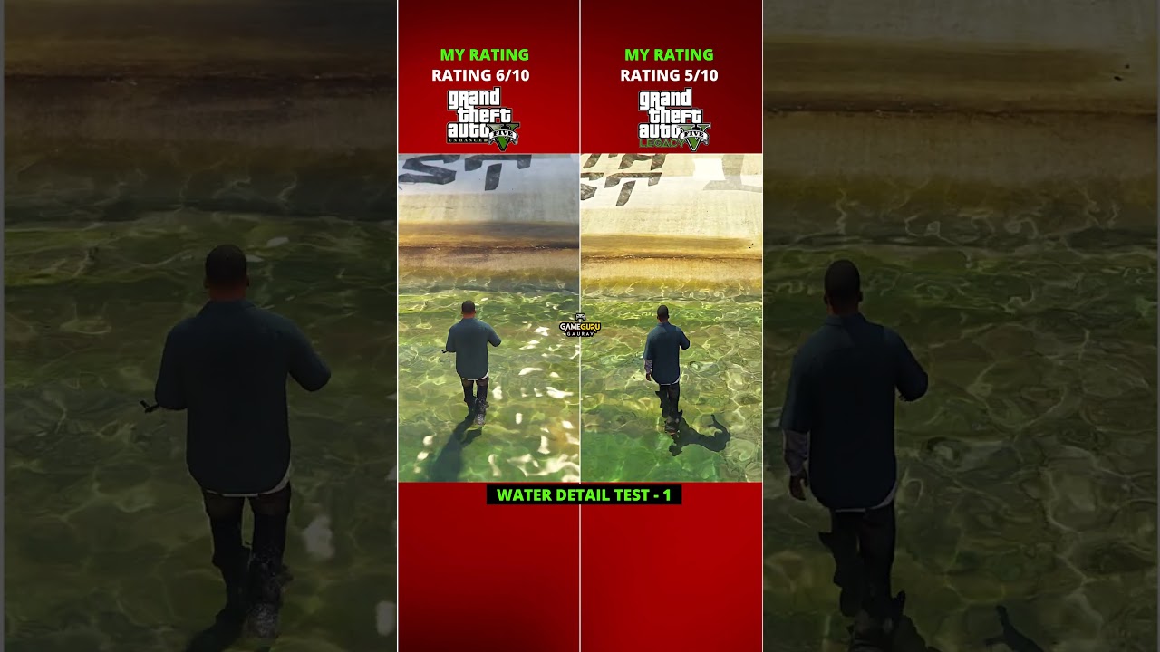 GTA 5 LEGACY VS GTA 5 ENHANCED - WATER DETAILS #gta5 #gta5enhanced #gaming #shorts #rockstar
