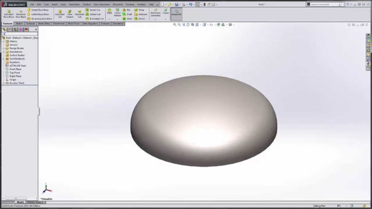SOLIDWORKS — конструкция эллиптической головки 2 к 1