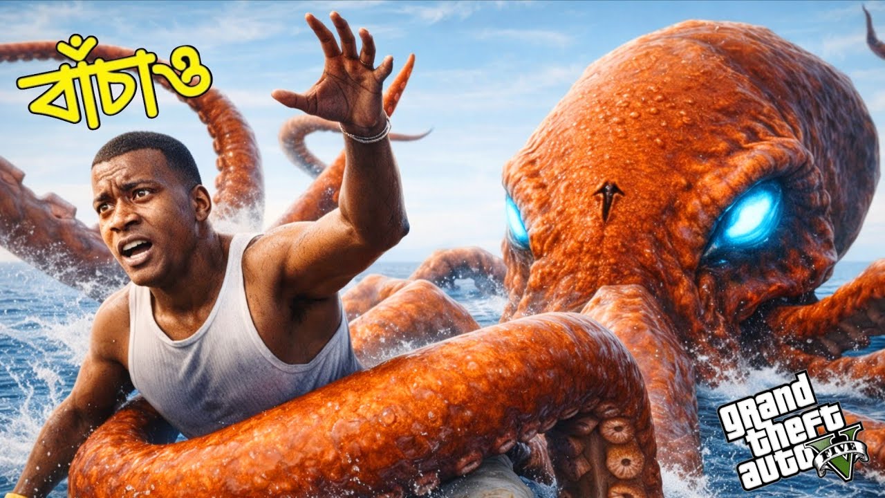 Monster Octopus attack করলো Franklin আর Shinchan এর ওপর 😨 | IN GTA5