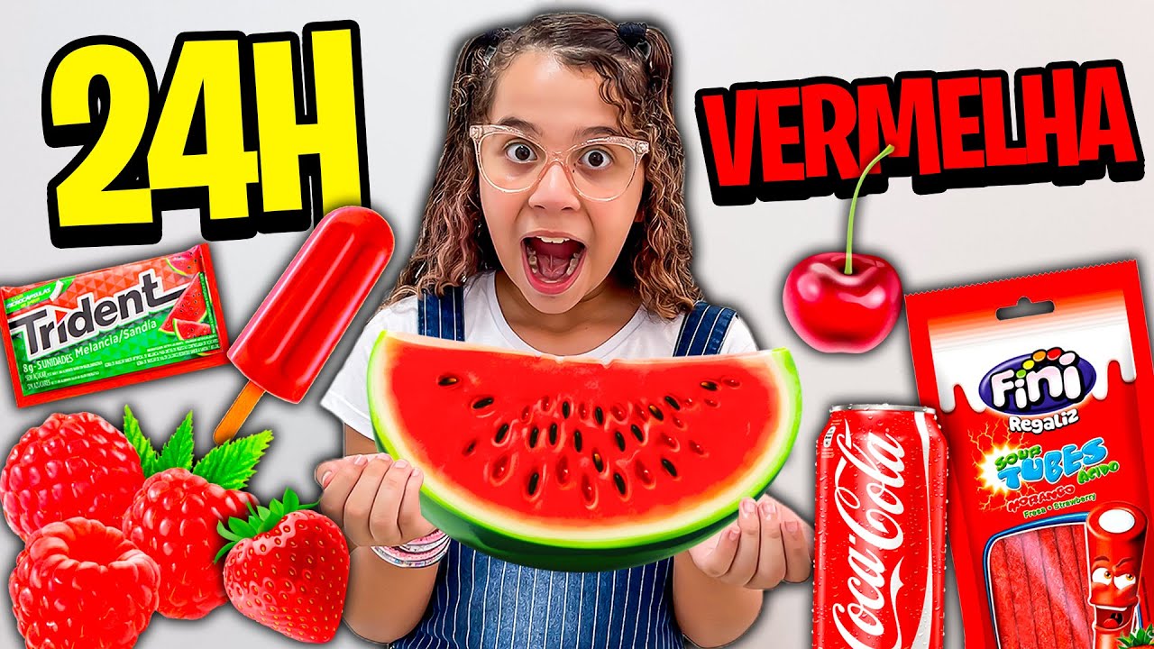 SARAH 24 HORAS COMENDO SÓ COMIDA VERMELHA !!!