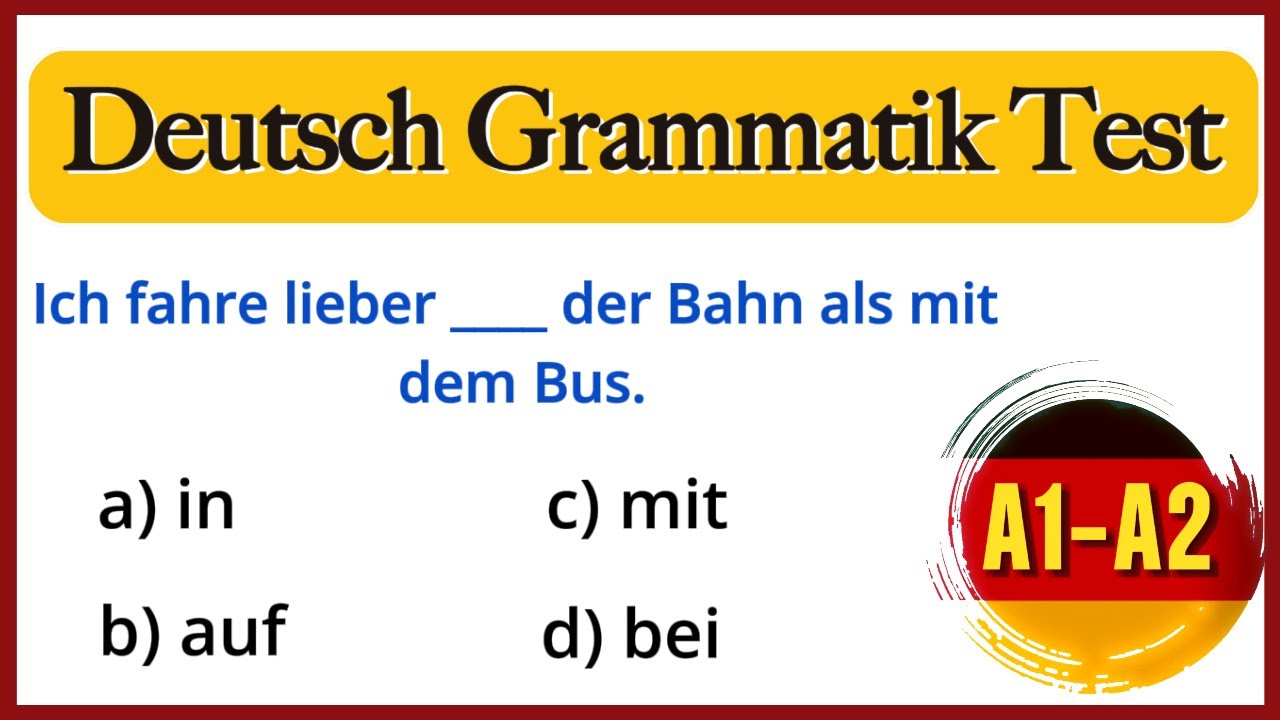 Deutsch Grammatik Quiz für Niveau A1-A2 | Deutsch für Anfänger | German Grammar Quiz for Beginners