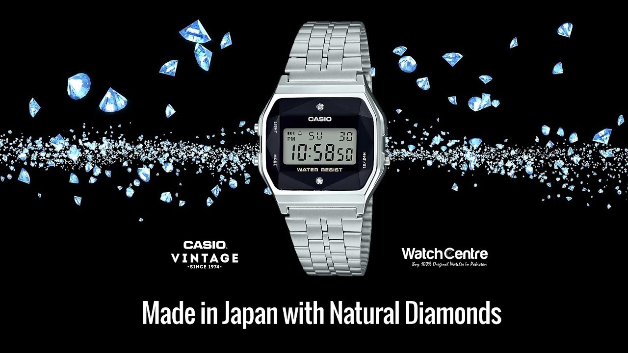 Casio A159WAD-1AV Vintage Silver Watch Natural Diamonds Review & Setting
