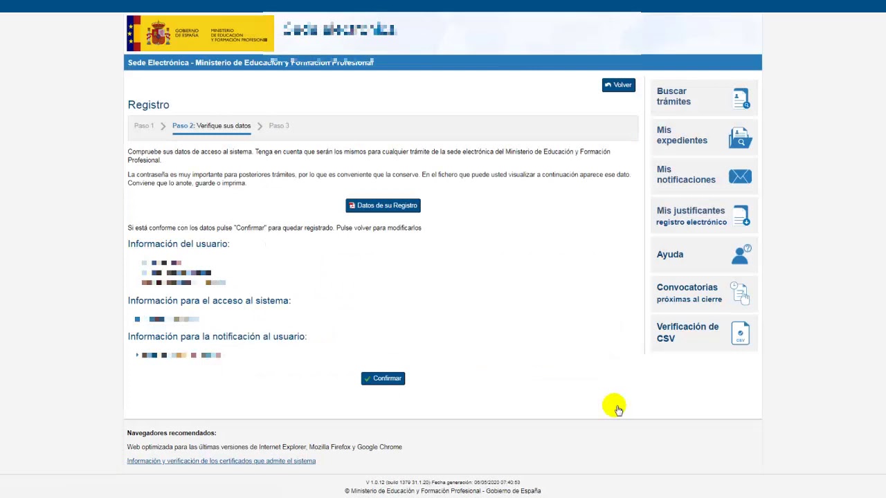Alta Sede Electrónica Ministerio de Educación y Formación Profesional