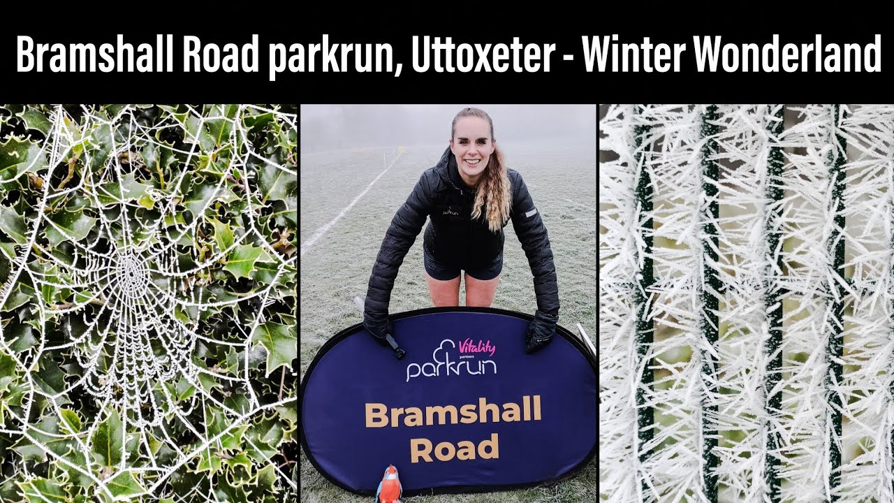 Running at frozen Bramshall Road parkrun, Uttoxeter. Risky parkrun tourism to a Winter Wonderland