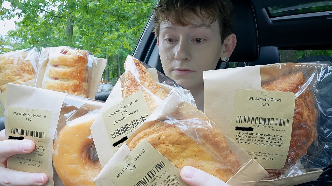 ASMR Gas Station Bakery Desserts *Donut, Danish, Pastry [Car Mukbang / Eating Sounds]