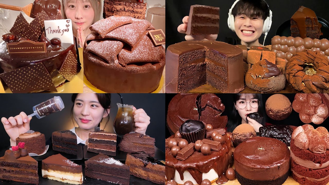 ASMR RICH CHOCOLATE LAYER CAKE CHOCOLATE CAKE MUKBANG KOREAN EATING SHOW EATING VIDEOS 