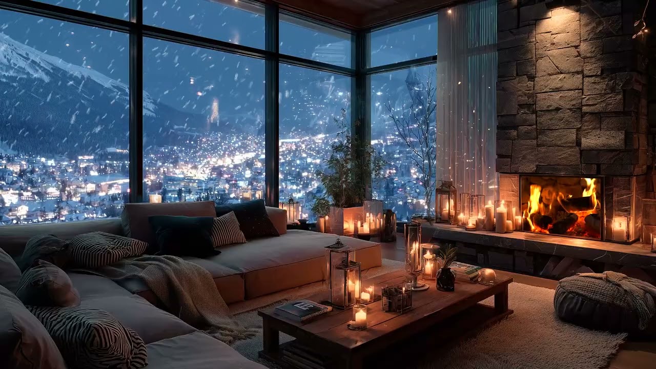 White Lounge Piano in Snowfall | Peaceful Piano Music for Deep Focus & Rest
