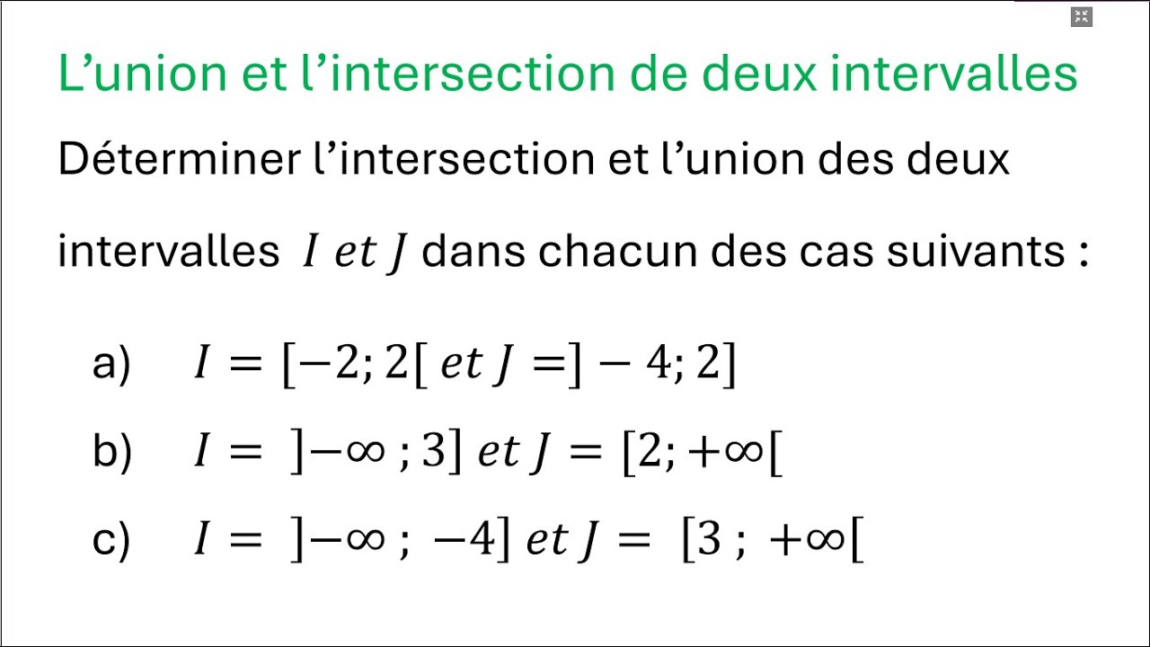 L'ordre dans R - L'union et l'intersection de deux intervalles - Tronc commun