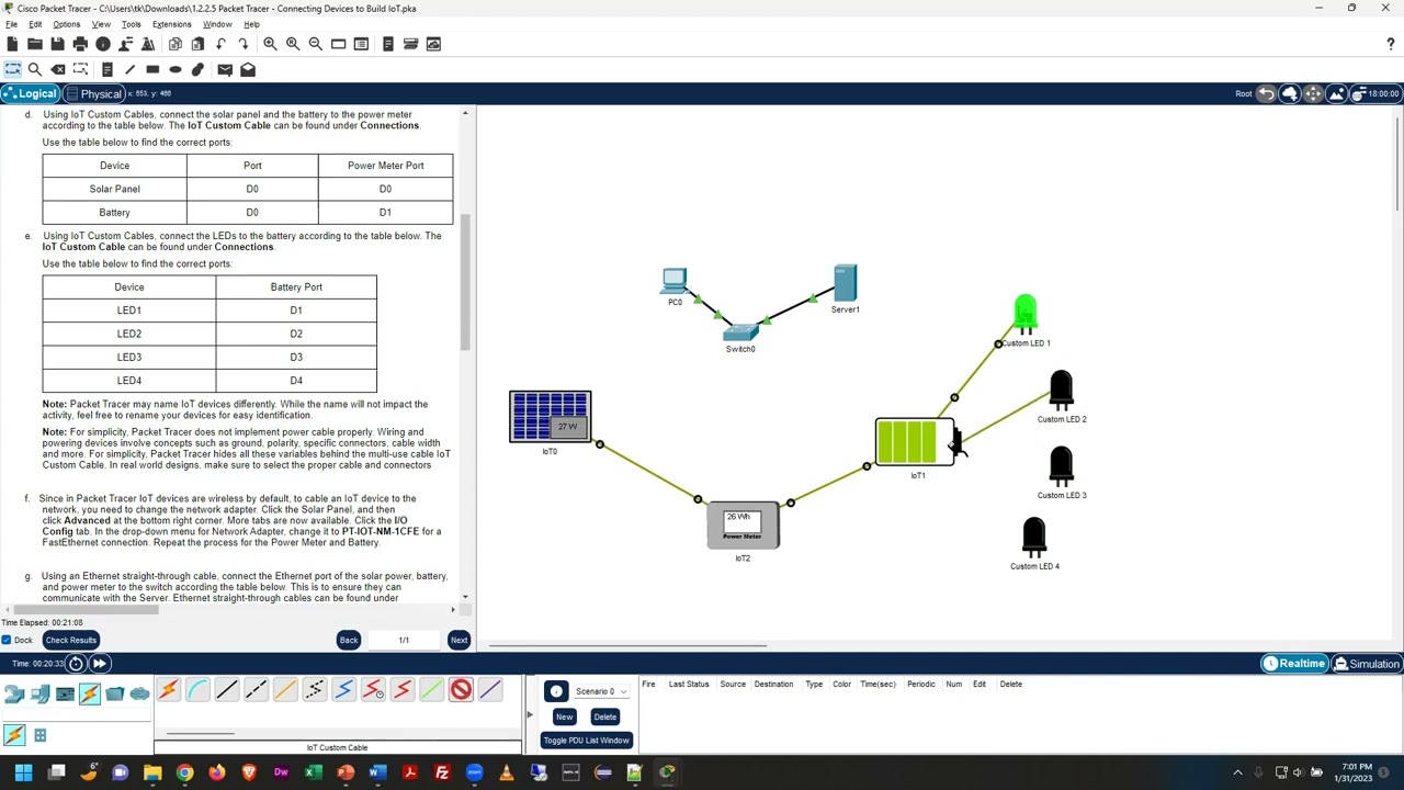 IoT Connecting Devices - Packet Tracer Lab 1.2.2.5 - Connecting Devices to Build IoT - Spring 2023
