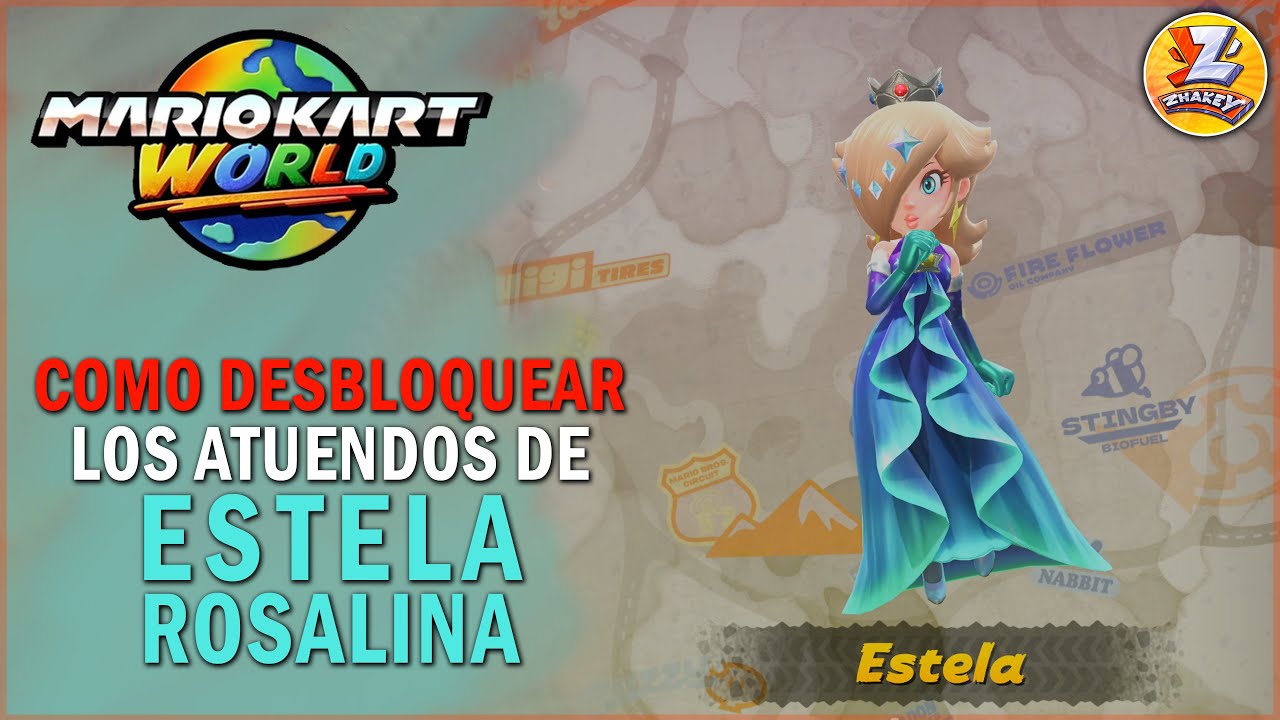 Mario Kart World - Como desbloquear a ESTELA (ROSALINA) y todos sus atuendos / Trajes / Skins