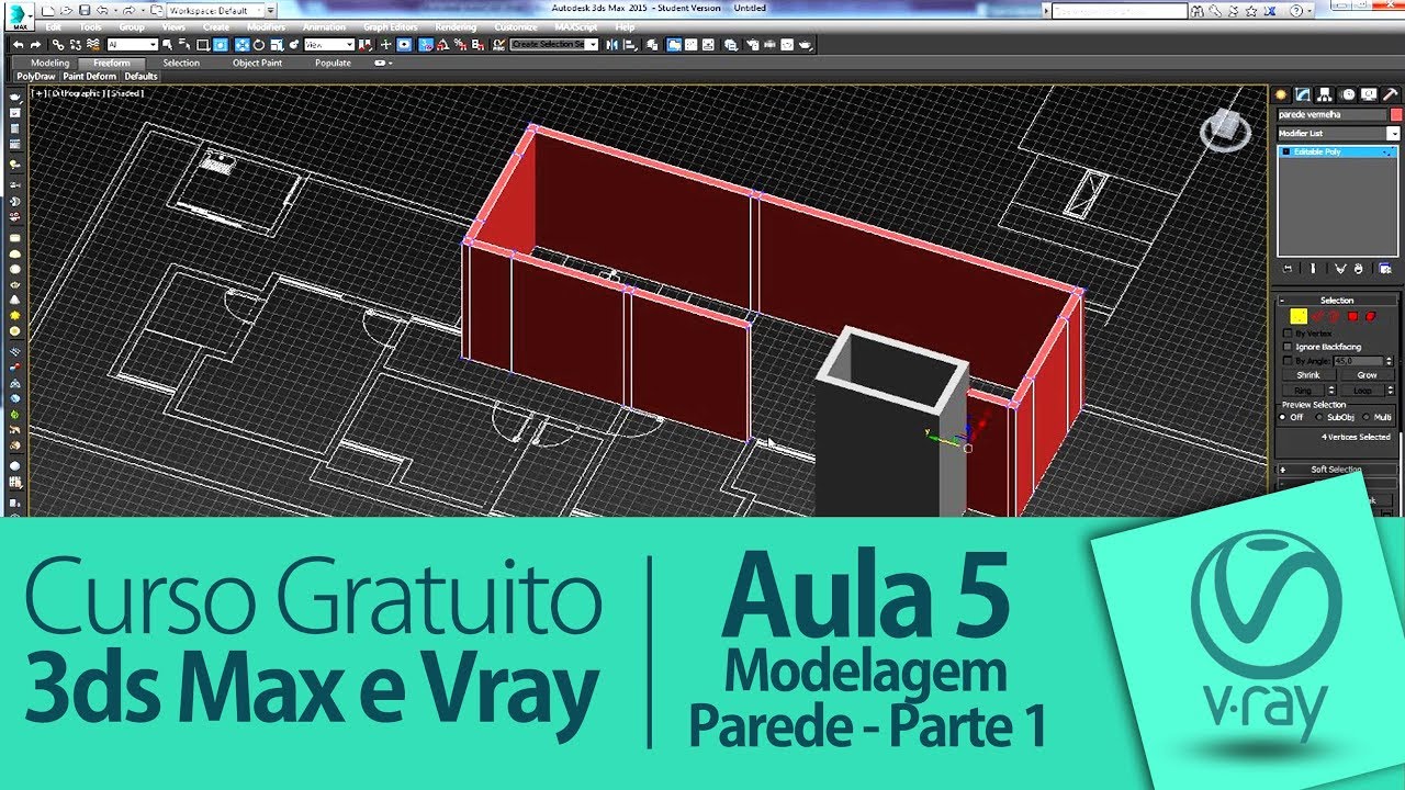 Modelagem 3D de Parede (Alvenaria) no 3ds Max - Parte 1 | Aula 5 | Curso Gratuito de 3ds Max e Vray