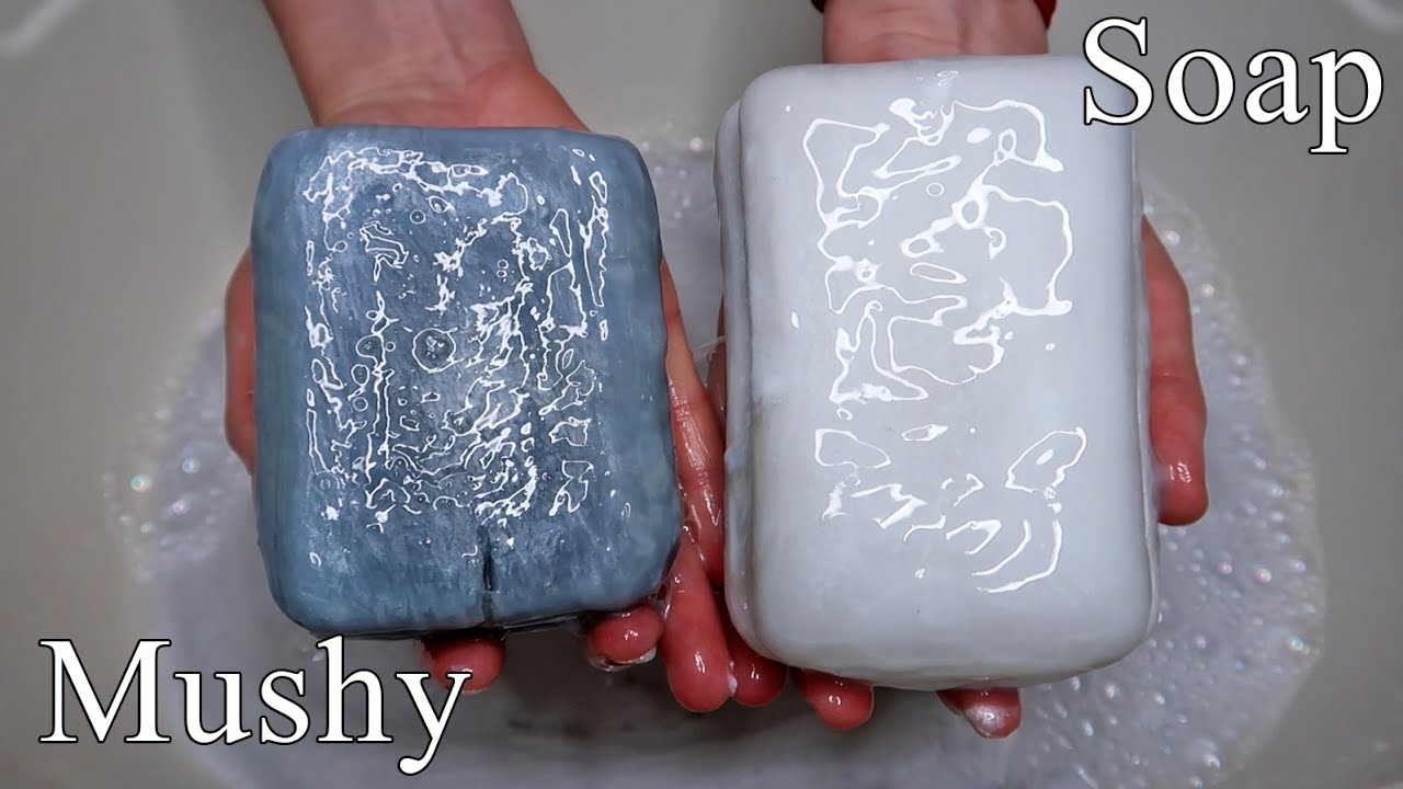 ASMR Black & White Mushy Soap ✨ Soaked Soap Sponge Squeezing