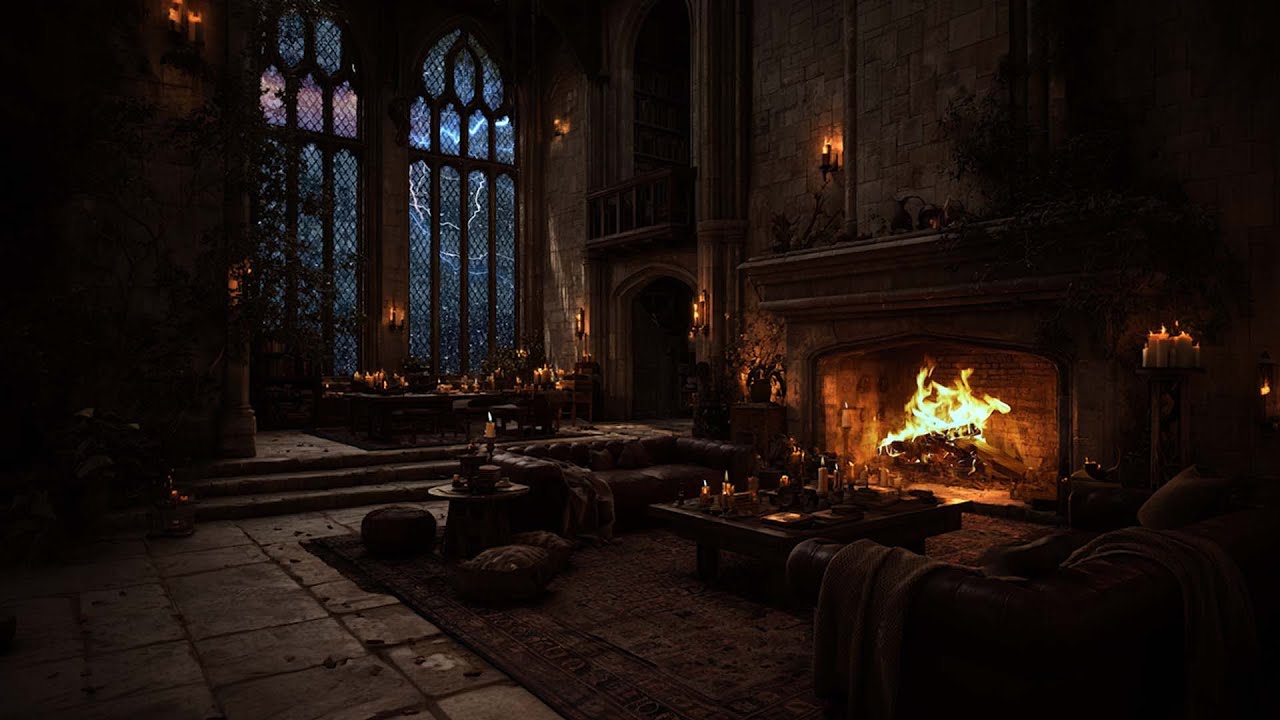 Victorian Castle Rain Ambience &ndash; Rain, Thunder, Fireplace Sounds for Deep Sleep |Castle Sleep Sounds