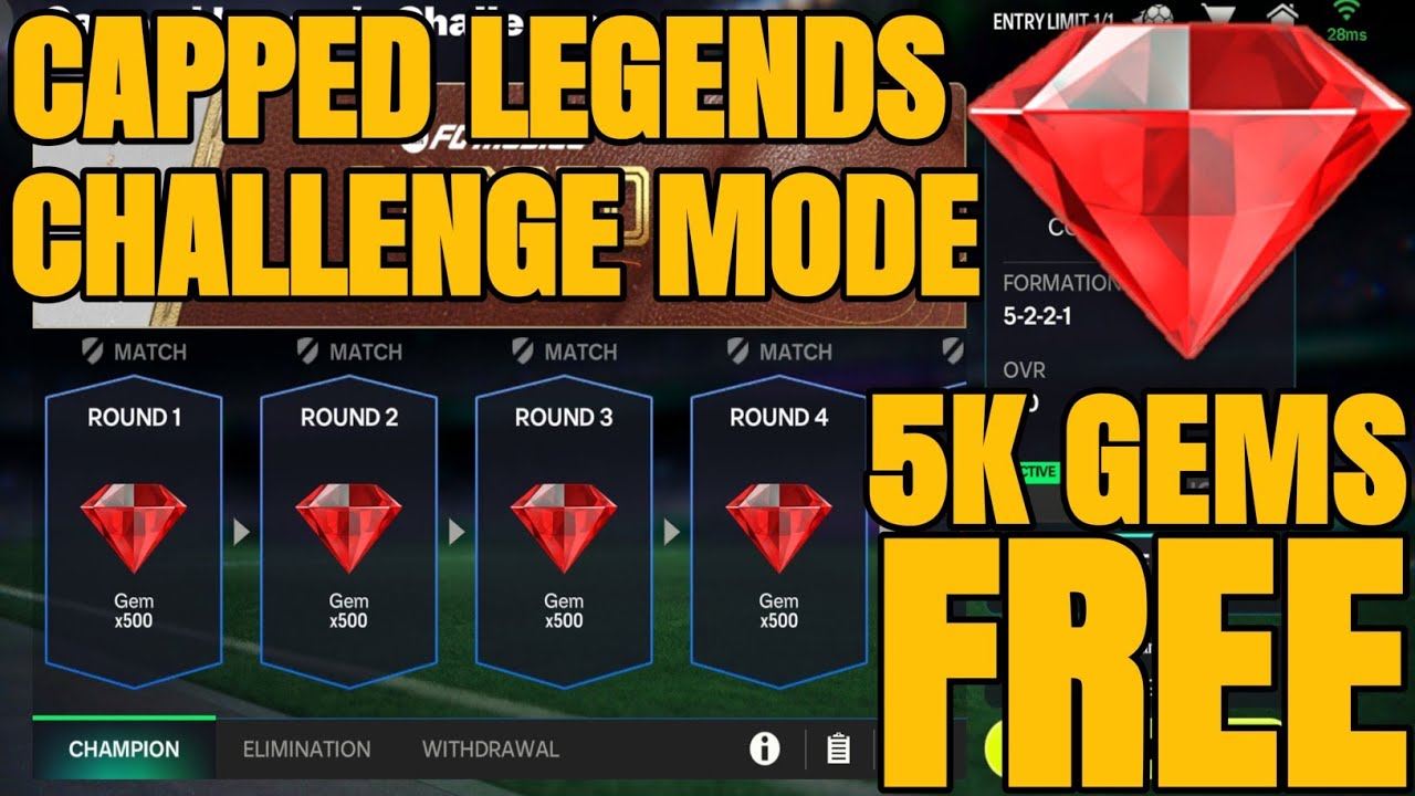 FC Mobile Capped Legends Challenge Mode | How to Get 5000 FREE GEMS! 💎