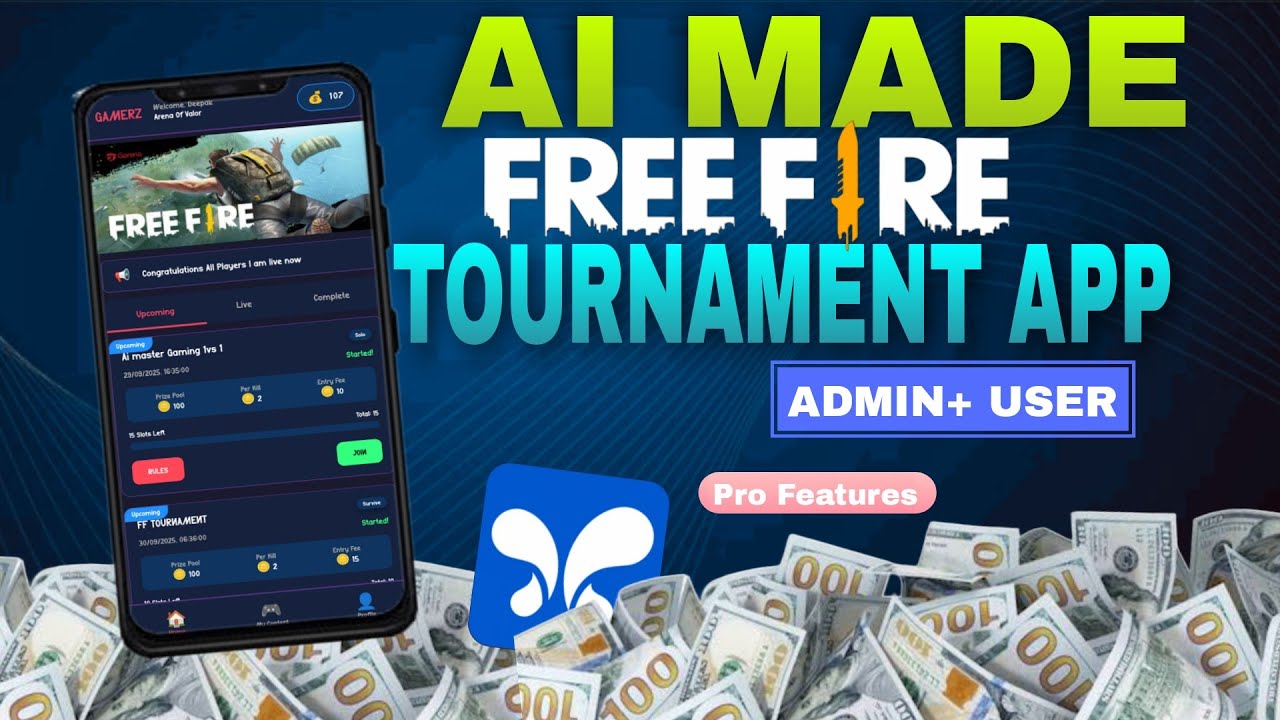 AI MADE Free Fire Tournament App | Tournament No Coding,Using Mobile #nocoding