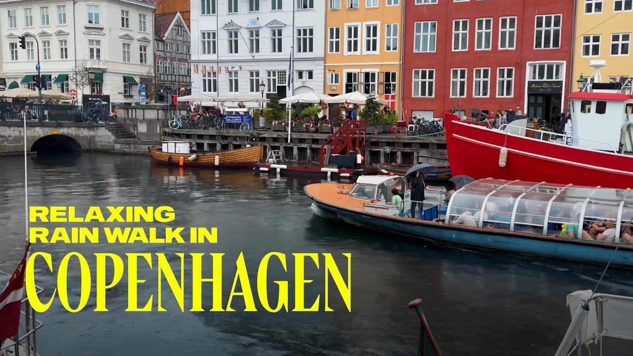 Rainy Day in Copenhagen, Denmark Walking Tour - 4K
