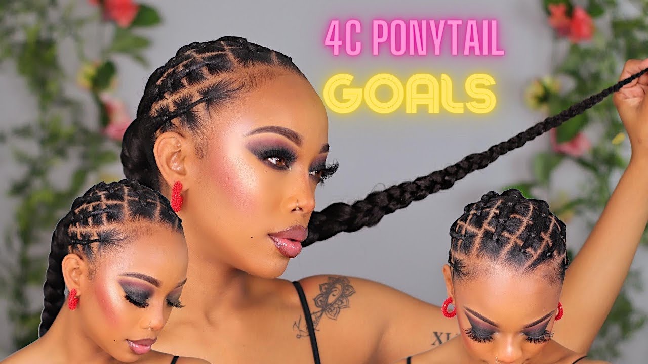 Rubberband+Sleek Low Braided Ponytail Style for 4c Hair- ft Kaleidoscope
